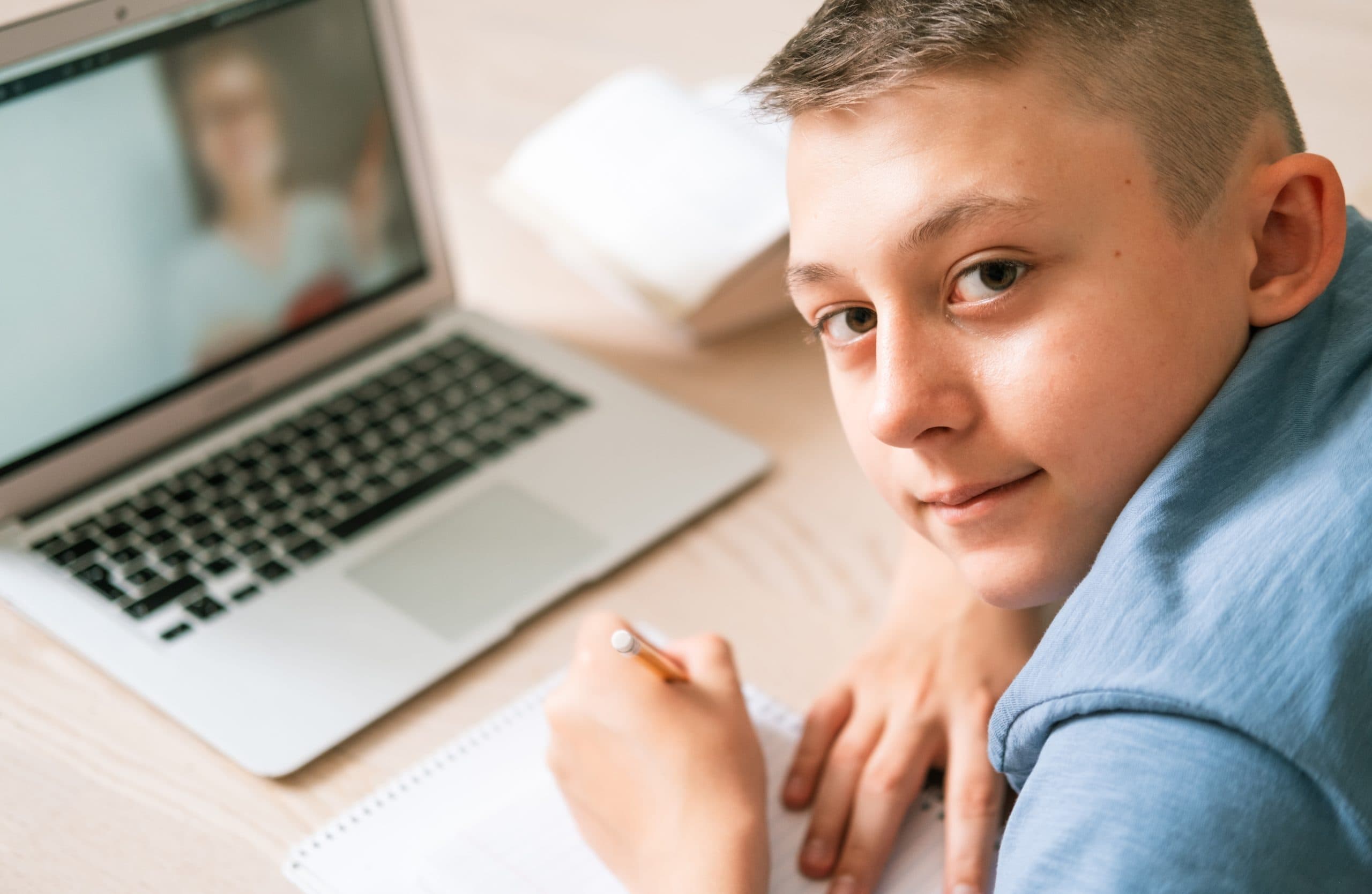 A Utah student learning online from home at Utah Virtual Academy
